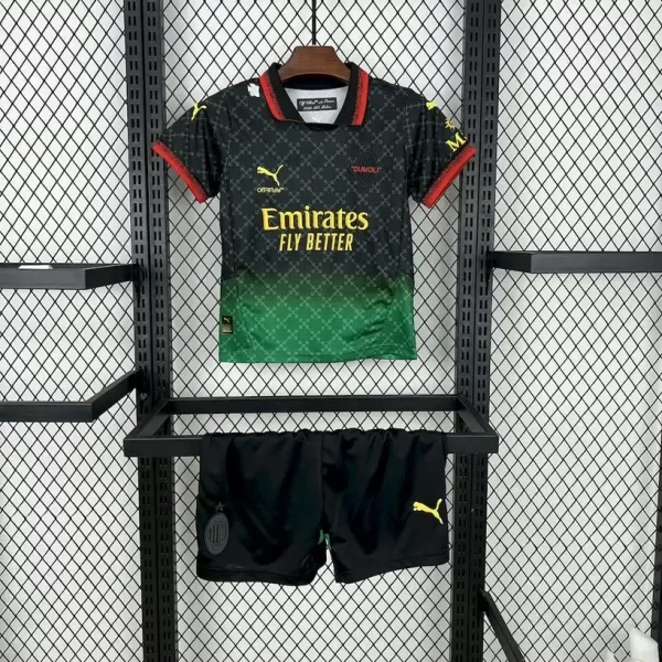AC Milan 2025-26 Co-Branded Black Kids Kit