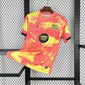 Barcelona 2025-26 Pre-Match Training Pink&Yellow Jersey Fan Version