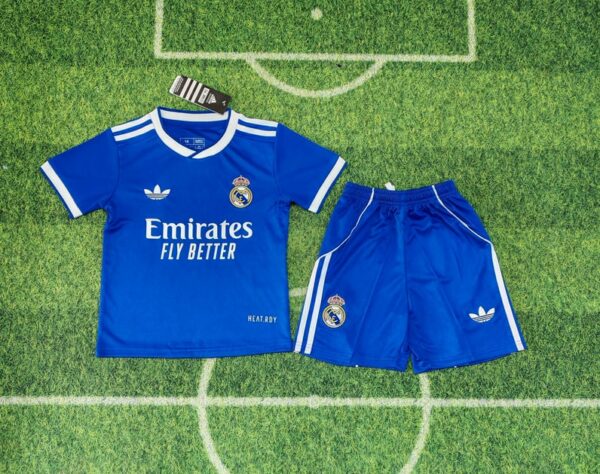 Real Madrid 2025-26 Second Away Kids Kit