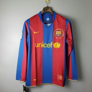 Barcelona 2007-08 Long Sleeves Home Retro Jersey