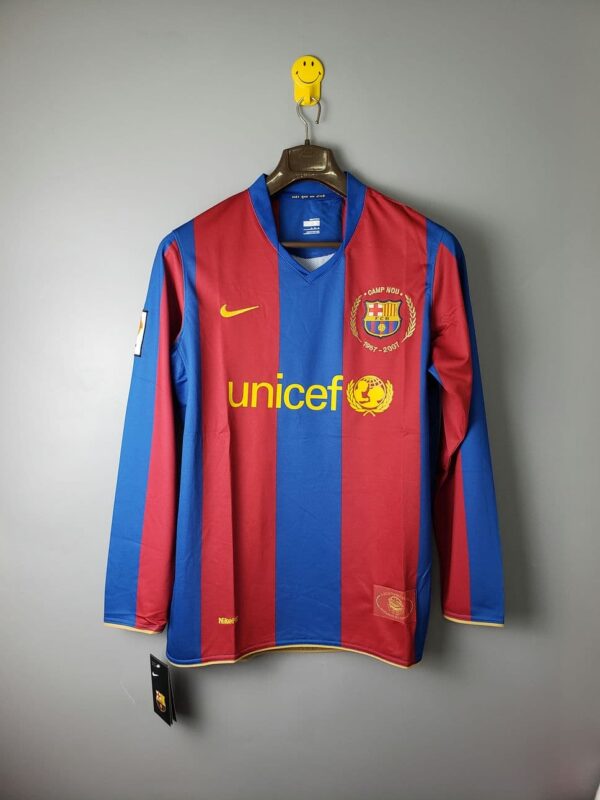 Barcelona 2007-08 Long Sleeves Home Retro Jersey