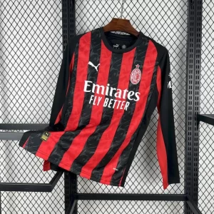AC Milan 2025-26 Home Long Sleeve Jersey Fan Version