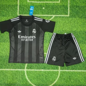 Real Madrid 2025-26 Black Goalkeeper Kids Kit