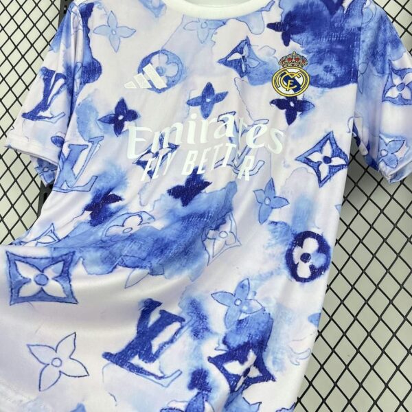 Real Madrid x Louis Vuitton 2025-26 White Monogram Special Edition Jersey - Image 4
