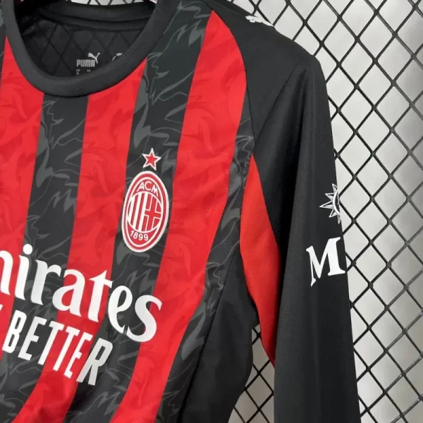 AC Milan 2025-26 Home Long Sleeve Jersey Fan Version - Image 5