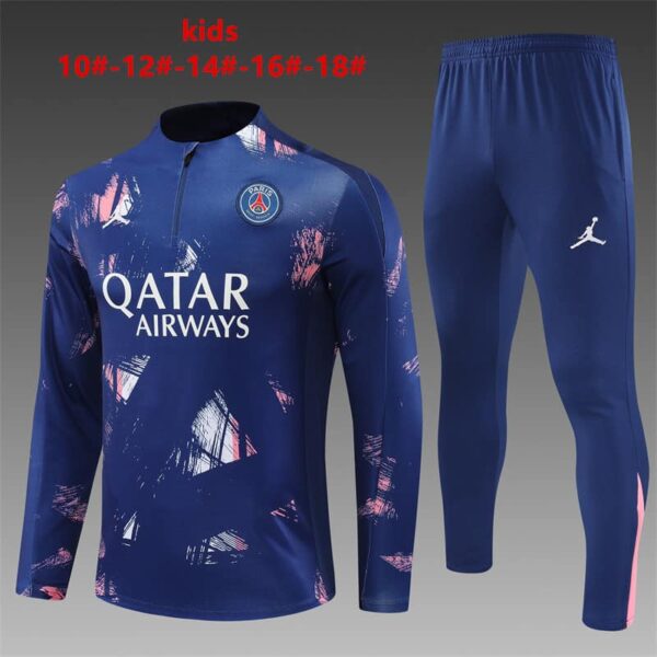 PSG Jordan 2024-25 Royal Blue (Camo Edition) Half Zip Long Sleeve Kids Training Kit