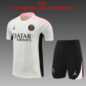 PSG Jordan 2024-25 White Short Sleeve Kids Training Kit