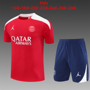 PSG Jordan 2025-26 Red Short Sleeve Kids Training Kit