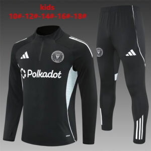 Inter Miami 2025-26 Black Half Zip Long Sleeve Kids Training Kit