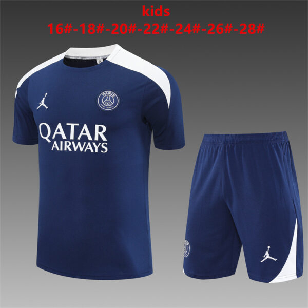 PSG Jordan 2025-26 Royal Blue Short Sleeve Kids Training Kit