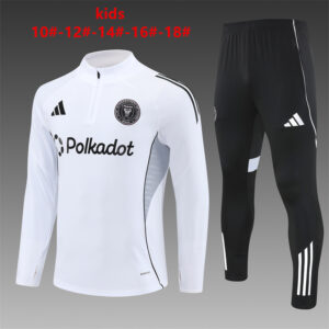 Inter Miami 2025-26 White Half Zip Long Sleeve Kids Training Kit