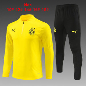 Dortmund 2024-25 Yellow Half Zip Long Sleeve Kids Training Kit