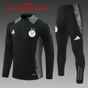 Algeria 2024-25 Black Half Zip Long Sleeve Kids Training Kit