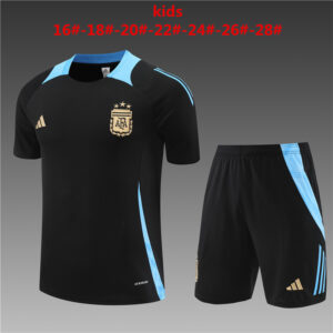 Argentina 2024-25 Black Short Sleeve Kids Training Kit