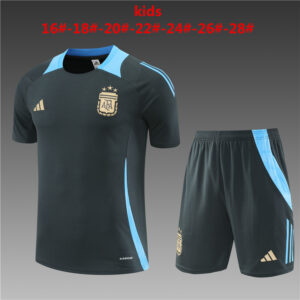 Argentina 2024-25 Dark Grey Short Sleeve Kids Training Kit