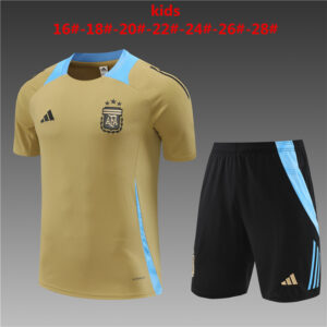 Argentina 2024-25 Gold Short Sleeve Kids Training Kit