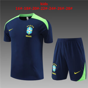 Brazil 2024-25 Royal Blue Short Sleeve Kids Training Kit