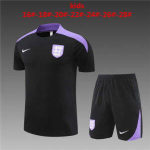England 2024-25 Black Short Sleeve Kids Training Kit