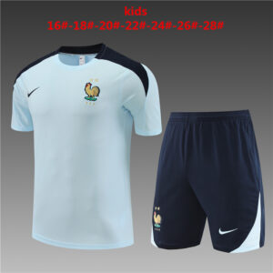 France 2024-25 Light Blue Short Sleeve Kids Training Kit