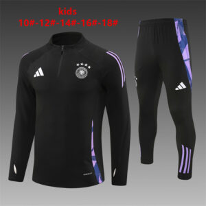 Germany 2024-25 Black Half Zip Long Sleeve Kids Training Kit