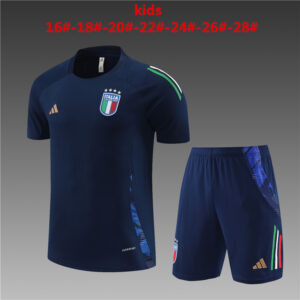 Italy 2024-25 Royal Blue Short Sleeve Kids Training Kit