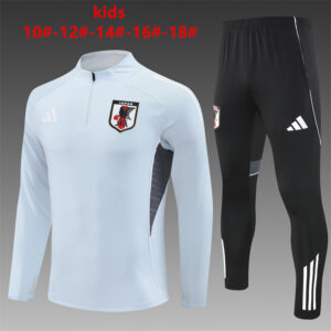 Japan 2025-26 Light Grey Half Zip Long Sleeve Kids Training Kit