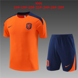 Netherlands 2024-25 Orange Short Sleeve Kids Training Kit