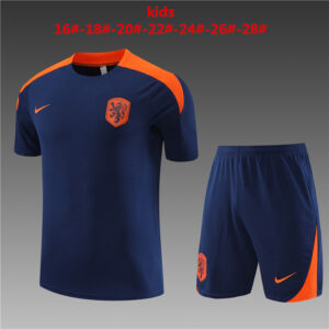 Netherlands 2024-25 Royal Blue Short Sleeve Kids Training Kit