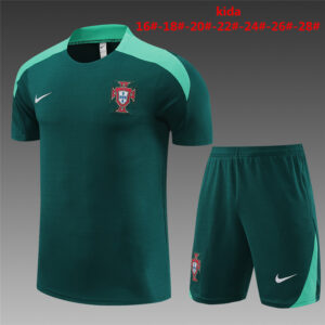Portugal 2024-25 Green Short Sleeve Kids Training Kit