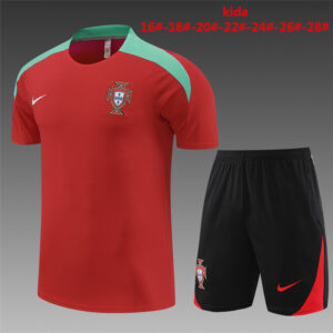 Portugal 2024-25 Red Short Sleeve Kids Training Kit
