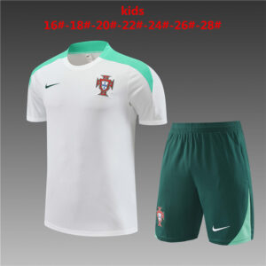 Portugal 2024-25 White Short Sleeve Kids Training Kit