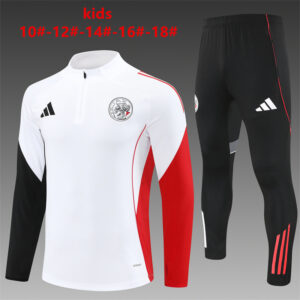 Ajax 2025-26 White Half Zip Long Sleeve Kids Training Kit