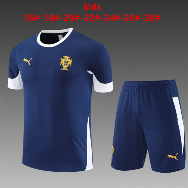 Portugal 2025-26 Royal Blue Short Sleeve Kids Training Kit