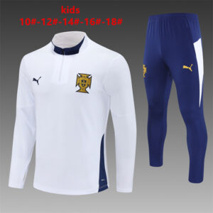 Portugal 2025-26 White Half Zip Long Sleeve Kids Training Kit
