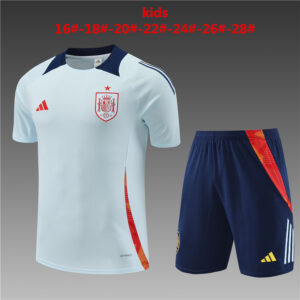 Spain 2024-25 Light Blue Short Sleeve Kids Training Kit