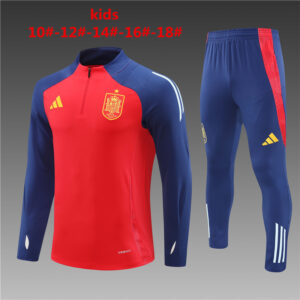 Spain 2024-25 Red Half Zip Long Sleeve Kids Training Kit