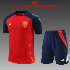 Spain 2024-25 Red Short Sleeve Kids Training Kit
