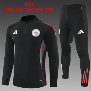 Ajax 2025-26 Black Half Zip Long Sleeve Kids Training Kit