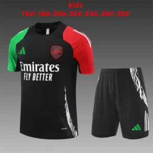 Arsenal 2024-25 Black Short Sleeve Kids Training Kit