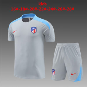 Atletico Madrid 2024-25 Grey Short Sleeve Kids Training Kit
