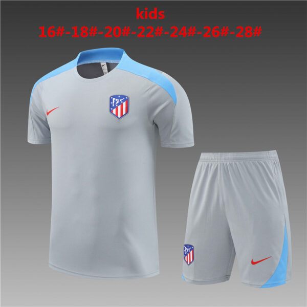 Atletico Madrid 2024-25 Grey Short Sleeve Kids Training Kit