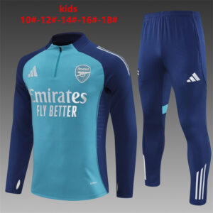 Arsenal 2025-26 Green Half Zip Long Sleeve Kids Training Kit