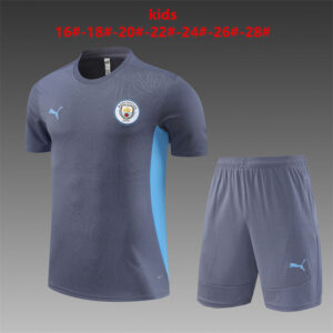 Manchester City 2024-25 Dark Grey Short Sleeve Kids Training Kit