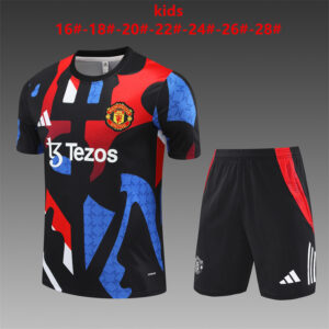 Manchester United 2024-25 Black (Camo Edition) Short Sleeve Kids Training Kit