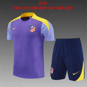 Atletico Madrid 2025-26 Purple Short Sleeve Kids Training Kit
