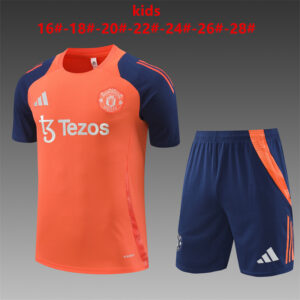 Manchester United 2024-25 Orange Short Sleeve Kids Training Kit