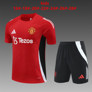 Manchester United 2024-25 Red Short Sleeve Kids Training Kit
