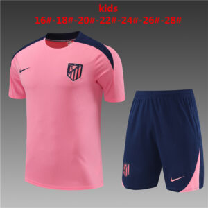 Atletico Madrid 2024-25 Pink Short Sleeve Kids Training Kit