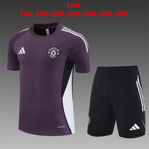 Manchester United 2025-26 Purple Short Sleeve Kids Training Kit