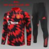 Manchester United 2025-26 Red Black (Camo Edition) Half Zip Long Sleeve Kids Training Kit
